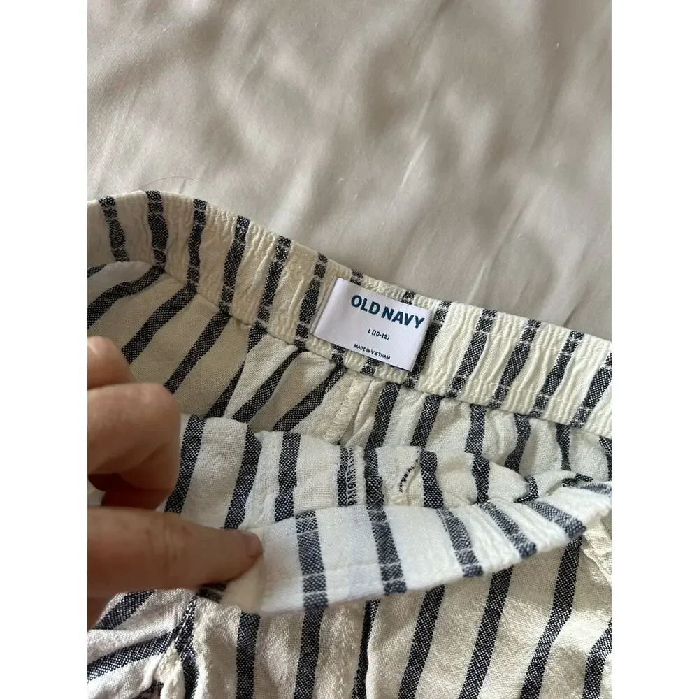 Old Navy Blue White Linen size 10-12